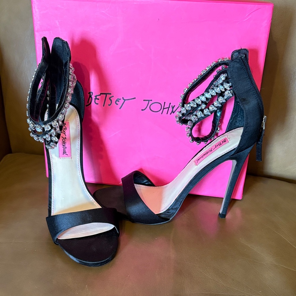 Betsey Johnson Black Heels with Sparkling Accents